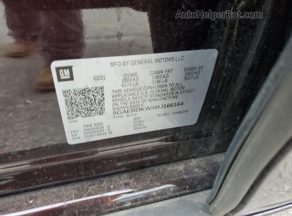 5GAERDKW5MJ166164 2021 BUICK ENCLAVE Black Vista de la etiqueta del VIN