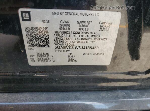 5GAEVCKW6JJ185453 2018 BUICK ENCLAVE Black 