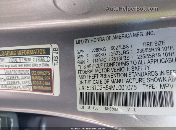 5J8TC2H54ML001075 2021 ACURA RDX Silver Widok komory silnika