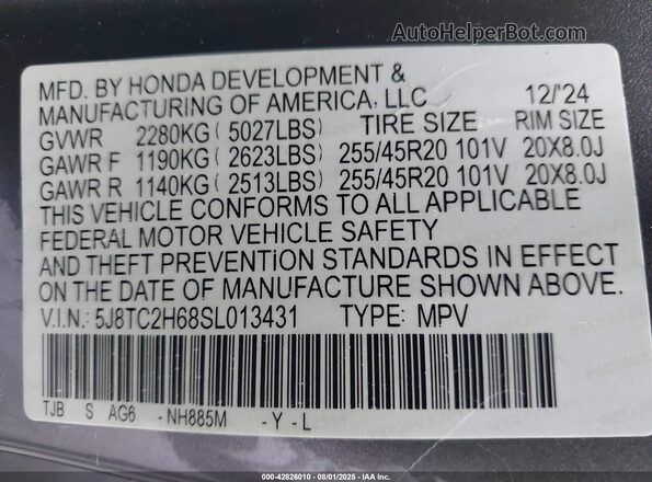 5J8TC2H68SL013431 2025 ACURA RDX Gray Widok komory silnika