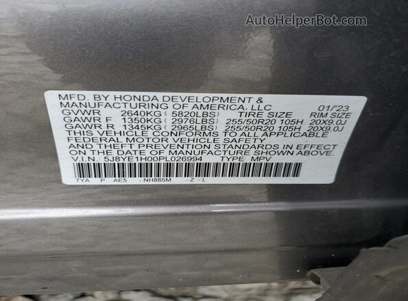 5J8YE1H00PL026994 2023 ACURA MDX Gray 