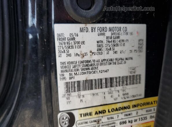 5LMJJ3HT0GEL12147 2016 LINCOLN NAVIGATOR Black 360 interior view