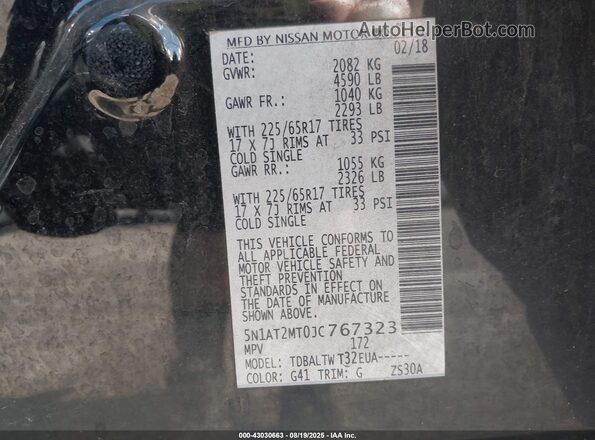 5N1AT2MT0JC767323 2018 NISSAN ROGUE Black 