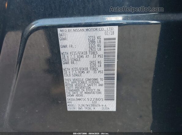 5N1DL0MM7JC522805 2018 INFINITI QX60 Black 