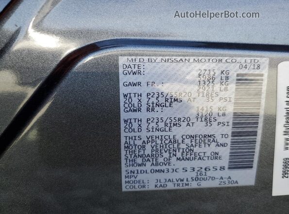 5N1DL0MN3JC532658 2018 INFINITI QX60 Silver 