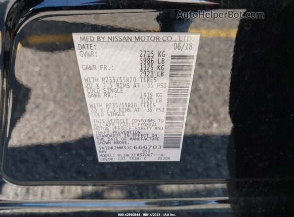 5N1DR2MM3JC666703 2018 NISSAN PATHFINDER Черный 