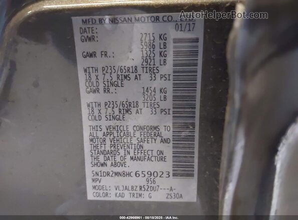 5N1DR2MN8HC659023 2017 NISSAN PATHFINDER Pewter Vista del compartimento del motor