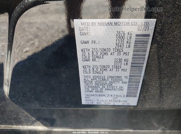 5N1DR3CB6PC247663 2023 NISSAN PATHFINDER Черный Вид подкапотного пространства