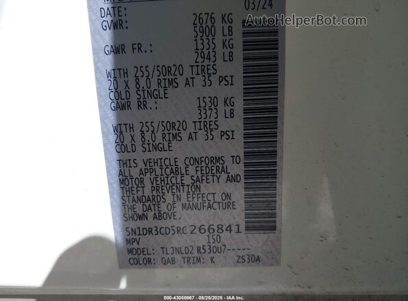 5N1DR3CD5RC266841 2024 NISSAN PATHFINDER White 