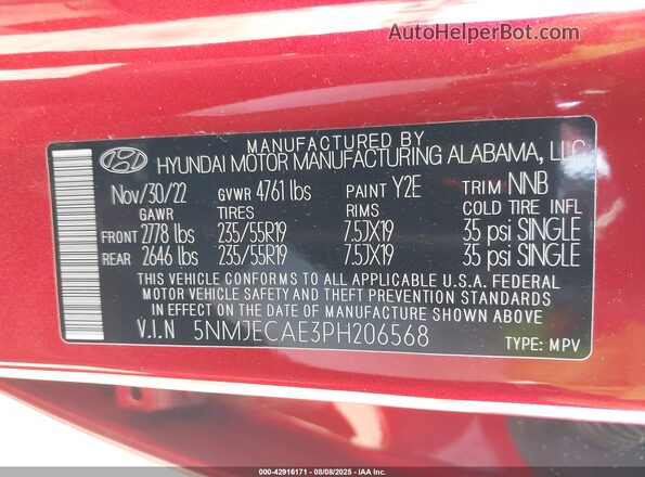 5NMJECAE3PH206568 2023 HYUNDAI TUCSON Red Widok komory silnika