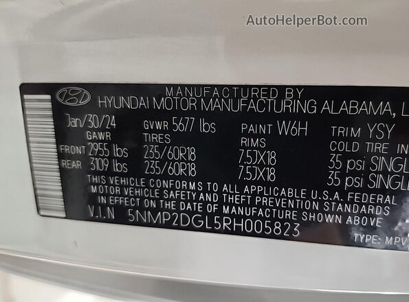 5NMP2DGL5RH005823 2024 HYUNDAI SANTA FE  