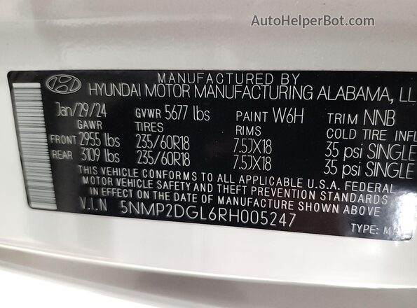 5NMP2DGL6RH005247 2024 HYUNDAI SANTA FE  