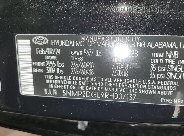 5NMP2DGL9RH007137 2024 HYUNDAI SANTA FE  360 interior view