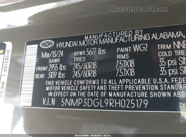 5NMP3DGL9RH025179 2024 HYUNDAI SANTA FE Green Engine compartment view