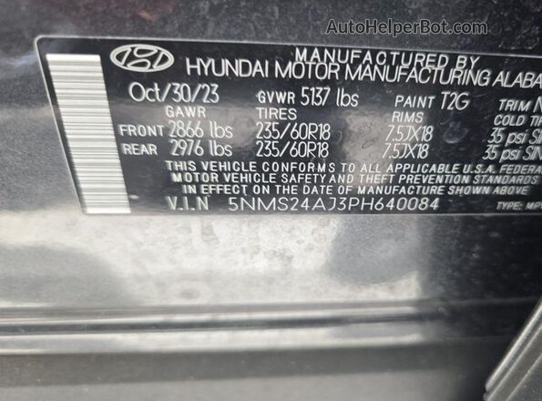 5NMS24AJ3PH640084 2023 HYUNDAI SANTA FE  