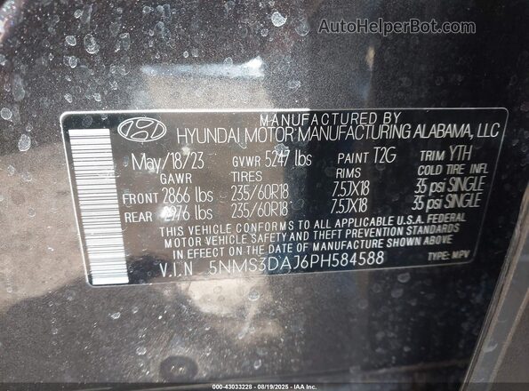 5NMS3DAJ6PH584588 2023 HYUNDAI SANTA FE Black 