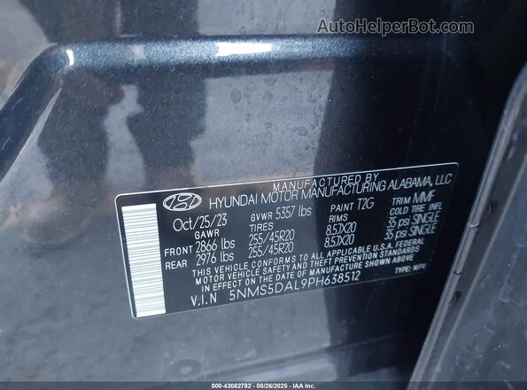 5NMS5DAL9PH638512 2023 HYUNDAI SANTA FE CALLIGRAPHY Black Widok komory silnika