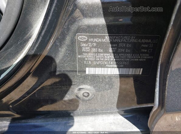 5NPD74LF4LH536963 2020 HYUNDAI ELANTRA Black Շարժիչի բաժամունքի տեսք