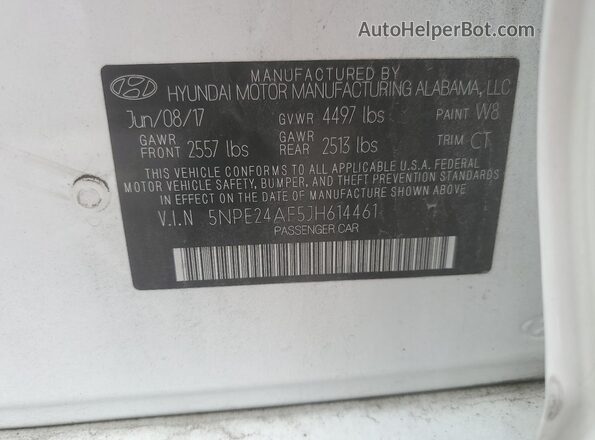 5NPE24AF5JH614461 2018 HYUNDAI SONATA Белый 