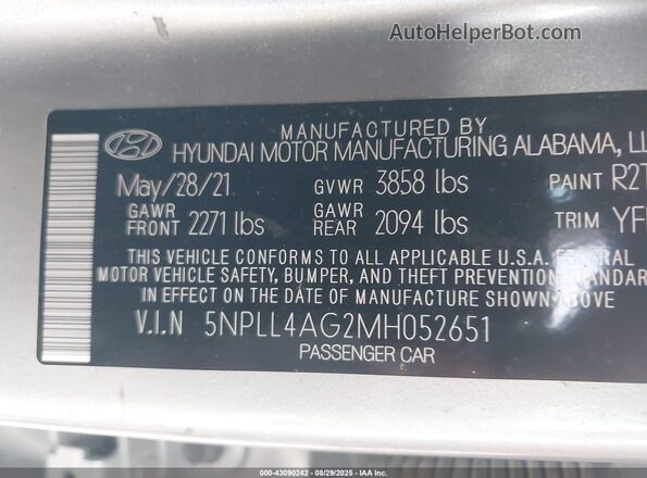 5NPLL4AG2MH052651 2021 HYUNDAI ELANTRA Pink Շարժիչի բաժամունքի տեսք