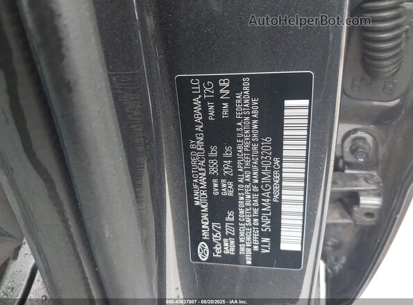 5NPLM4AG1MH032016 2021 HYUNDAI ELANTRA Gray 