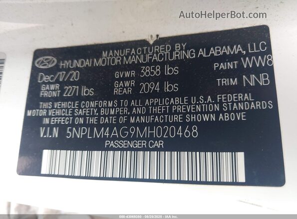5NPLM4AG9MH020468 2021 HYUNDAI ELANTRA Белый Вид подкапотного пространства