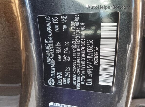 5NPLS4AG1MH018736 2021 HYUNDAI ELANTRA Black VIN sticker view