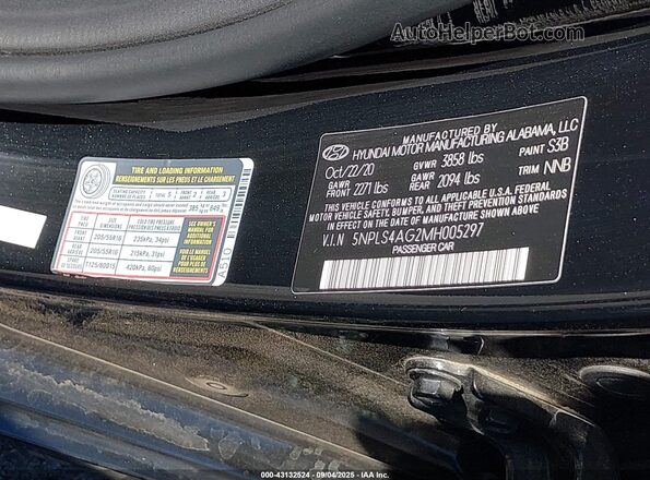 5NPLS4AG2MH005297 2021 HYUNDAI ELANTRA Black Вид підкапотного простору