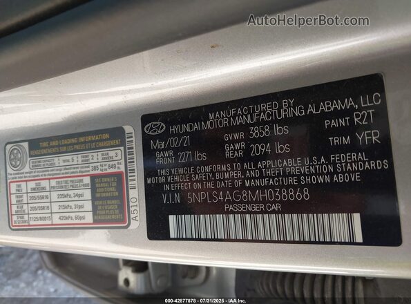 5NPLS4AG8MH038868 2021 HYUNDAI ELANTRA Silver Engine compartment view