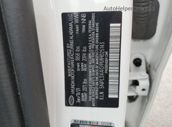 5NPLS4AG9MH025143 2021 HYUNDAI ELANTRA White 