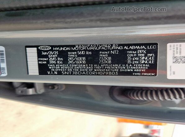 5NTJBDAE0RH079803 2024 HYUNDAI SANTA Gray Вид підкапотного простору