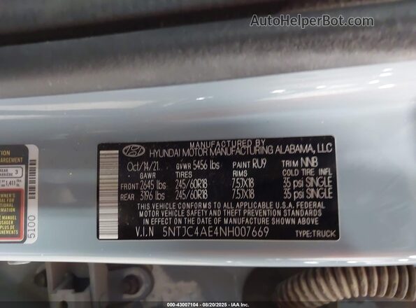 5NTJC4AE4NH007669 2022 HYUNDAI SANTA CRUZ Gray 