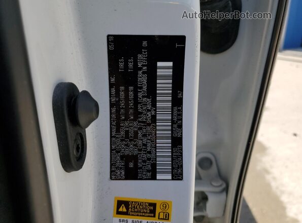 5TDBGRFH3JS048273 2018 TOYOTA HIGHLANDER HYBRID White 