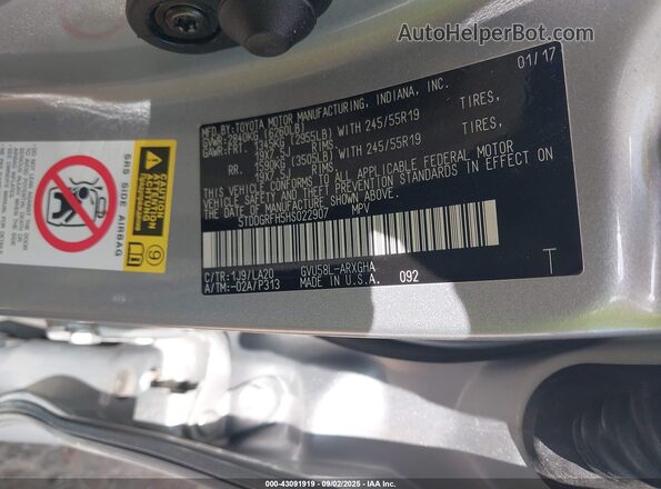 5TDDGRFH5HS022907 2017 TOYOTA LIMITED Silver 