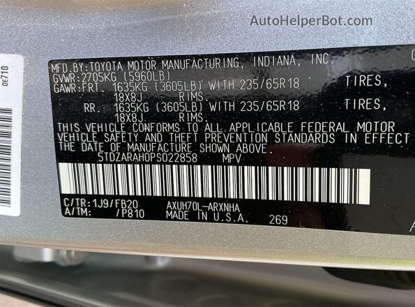 5TDZARAH0PS022858 2023 TOYOTA LE  