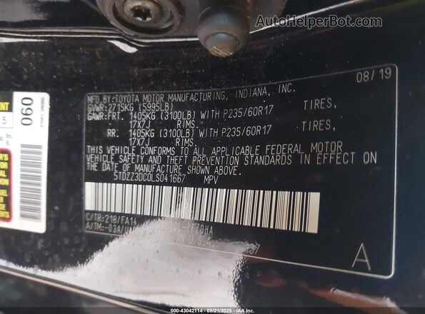 5TDZZ3DC0LS041667 2020 TOYOTA SIENNA Черный 