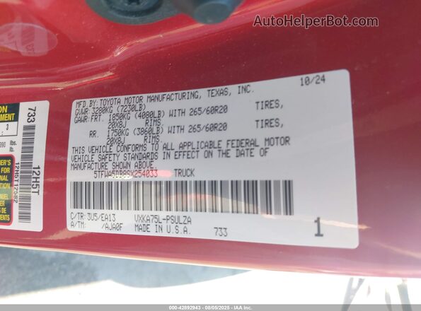 5TFWA5DB8SX254033 2025 TOYOTA LIMITED Red Вид підкапотного простору