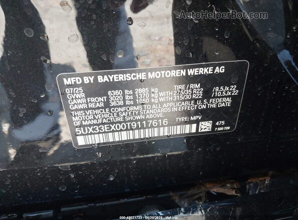 5UX33EX00T9117616 2026 BMW X6 Black Widok komory silnika