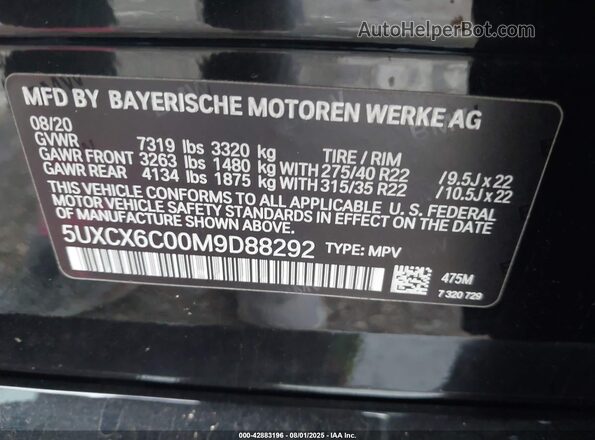5UXCX6C00M9D88292 2021 BMW X7 Black 