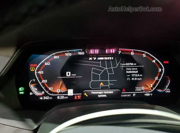 5UXCX6C00M9F17552 2021 BMW X7 White Widok zestawu wskaźników