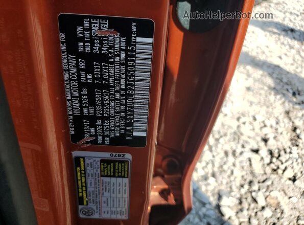 5XYZUDLB2JG509115 2018 HYUNDAI SANTA Оранжевый 