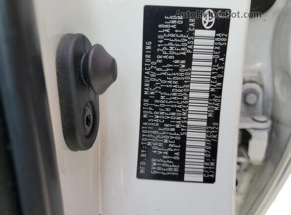 5YFS4MCE6MP061005 2021 TOYOTA LL White Вид наклейки з VIN-кодом