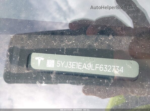 5YJ3E1EA9LF632734 2020 TESLA MODEL 3 White ძრავის განყოფილების ხედი
