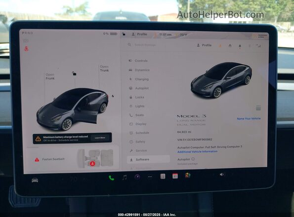5YJ3E1EB0MF960862 2021 TESLA MODEL 3 Gray Առջևի վահանակի տեսք