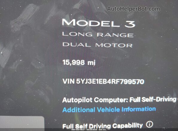 5YJ3E1EB4RF799570 2024 TESLA MODEL 3 Blue 