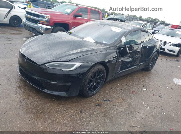 5YJSA1E60NF484124 2022 TESLA MODEL S Black Առջևի ձախ երեք քառորդ տեսարան