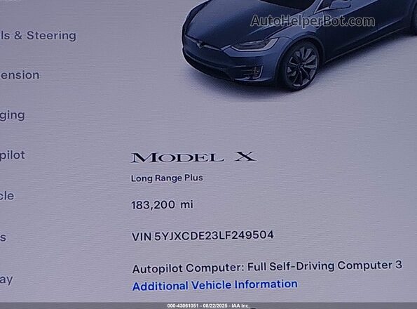 5YJXCDE23LF249504 2020 TESLA MODEL X Gray 