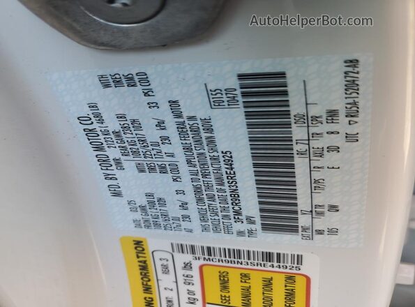 3FMCR9BN3SRE44925 2025 FORD BRONCO White 