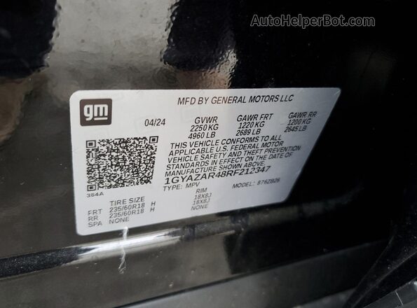 1GYAZAR48RF212347 2024 CADILLAC XT4 Black 