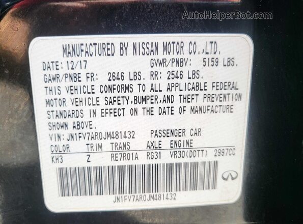 JN1FV7AR0JM481432 2018 INFINITI Q50 Черный 